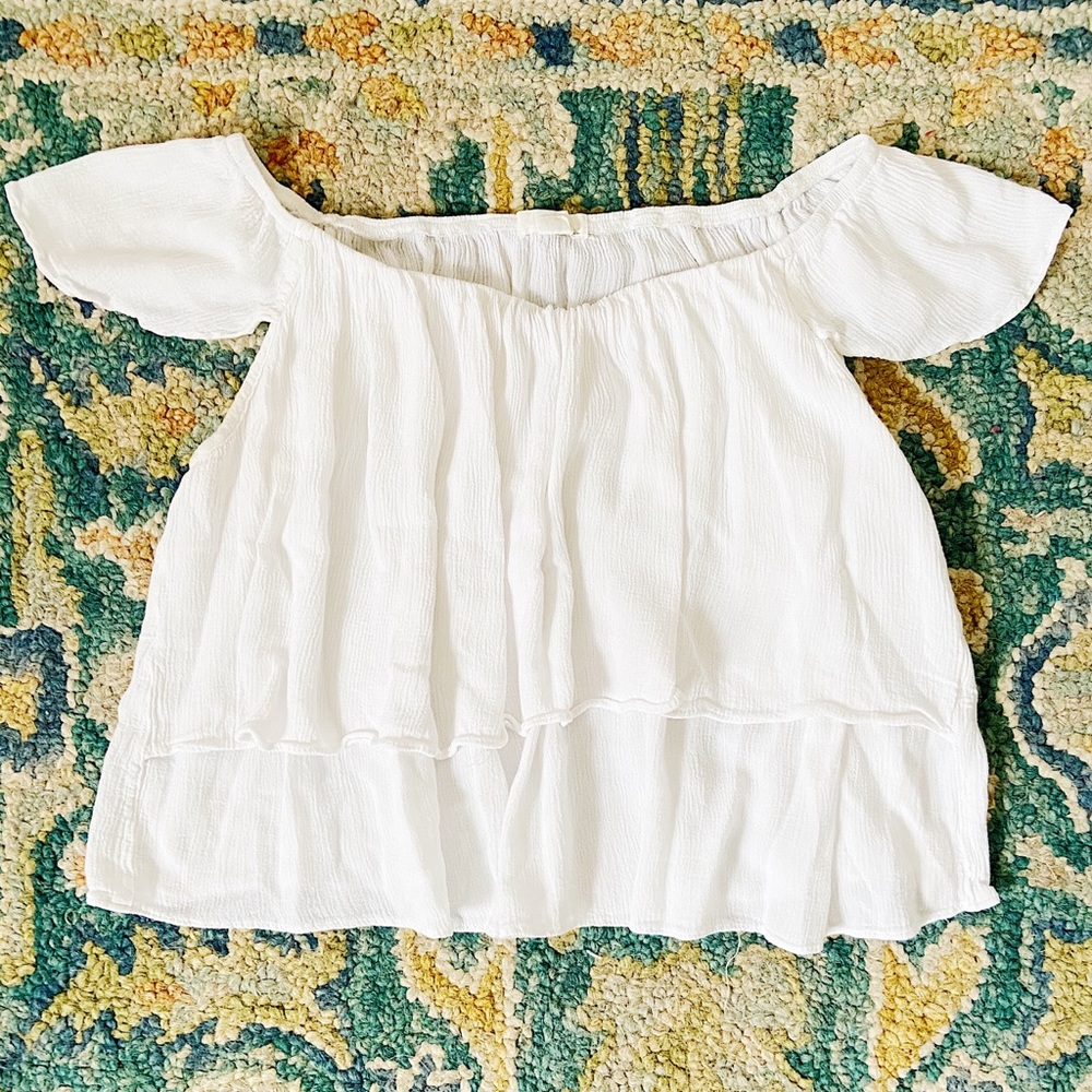 off the shoulder white blouse